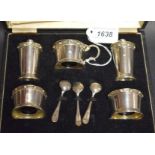 An Art Deco silver five-piece set, of tiered and graduated form, comprising a mustard pot,