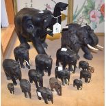 Ebony carved elephant models,