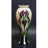 A contemporary Moorcroft Antheia pattern slender inverted baluster vase,