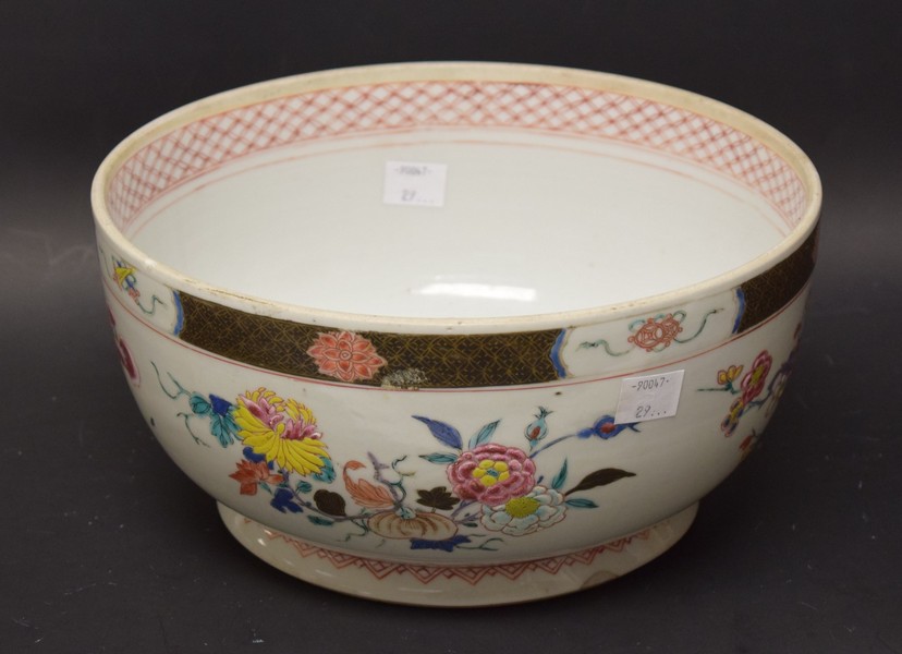 A large 18th century Chinese Famille Rose bowl