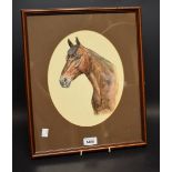 Anette Payne, 20th century Brown horse bust, oval, mixed media, 27 x 21cm,