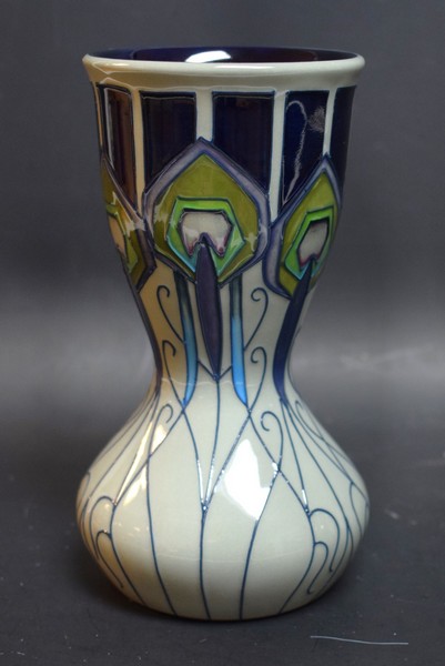 A contemporary Moorcroft Peacock Parade pattern gourd vase,