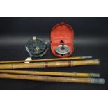 Sports - Fishing, a bamboo four section fishing rod,