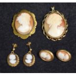 A carved shell cameo brooch, maiden facing left,