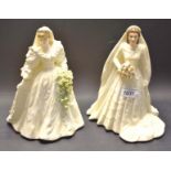 A Royal Worcester Queen Elizabeth II diamond wedding anniversary figure; another;