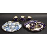 A Royal Doulton 10 piece cabaret set decorated with gilt swags on a blue ground,