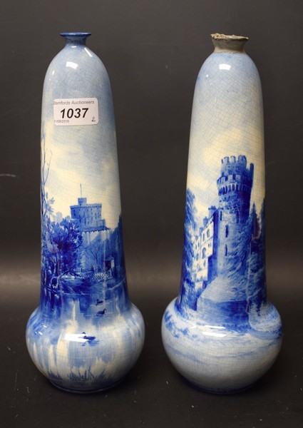 A pair of Doulton Named View slender vases,