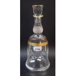 A late 19th century clear glass bell shaped decanter, in the manner of Baccarat,