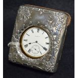 A silver mounted travelling pocket watch case, Birmingham, c.