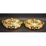A pair of Royal Crown Derby 2451 Traditional Imari tureens with covers,