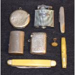 Gentleman's Items - an Edwardian silver vesta type pocket lighter, Birmingham 1904; a vesta case,