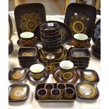 Denby Arabesque table ware, comprising plates, breakfast cups and saucers, bowls, egg cups,