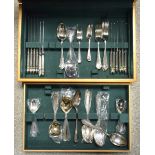 A contemporary silver plated John Turton of Sheffield pine cased part canteen of flatware
