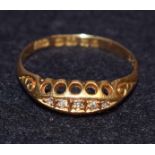 A diamond five stone ring, old cut, 18ct gold shank, 2.