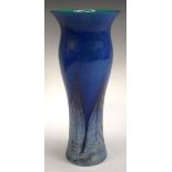 A Loetz-design iridescent vase, of slender slightly baluster form, feathered base, 26.