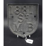 London History - a Victorian cast iron shield shaped parish marker, St Michael Bassishaw,
