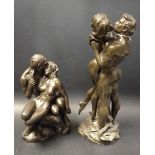 A Heredies bronze effect figure, Lovers; another,