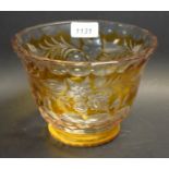 A Bohemian amber flashed and cut glass bowl, floral decoration,