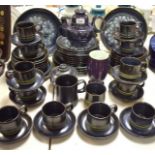 A Denby dinner and tea service, comprising dinner plates, salad plates, tea plates, tea pot,