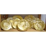 A pair of Royal Crown Derby Gold Aves 27cm plates, seconds; others similar; a pair of 21cm,