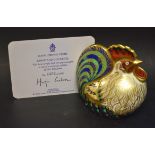 A Royal Crown Derby paperweight Farmyard Cockerel, limited edition 1352/5000,gold stopper,