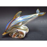 A Royal Crown Derby paperweight, Striped Dolphin, specially commissioned for Connaught House,