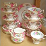 A Royal Albert Lady Carlyle tea service for six comprising bread plate, cream jug, sugar basin,