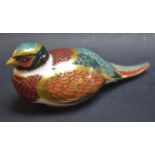 A Royal Crown Derby paperweight, Woodland Pheasant, collector's guild exclusive, gold stopper,