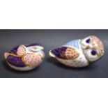 A Royal Crown Derby paperweight, owl; another, partridge,