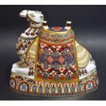 A Royal Crown Derby paperweight, Camel, gold stopper, second quality.