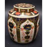 A Royal Crown Derby 1128 Imari small ginger jar with cover, printed mark, first quality.