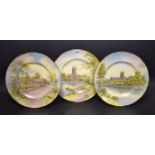 A set of three Royal Worcester Named View plates, comprising Ann Hathaway's Cottage,