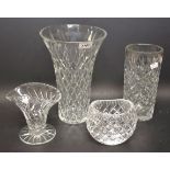 A Waterford Crystal flared vase; another,