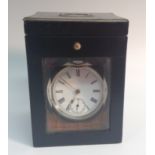 A late 19th century ebonised pocket watch box,