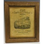 A 19th century Scottish engraved advertisement, Star Family and Commercial Hotel, 36 Princes Street,