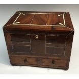 A late 18th/early 19th century Colonial hardwood and ivory table cabinet, probably Indo-Portuguese,