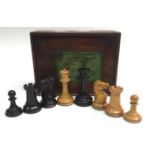 A 19th century boxwood and ebony Staunton pattern harlequin chess set, some pieces by Jaques & Son,