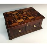 A 19th century Provincial mahogany and parquetry rectangular box,