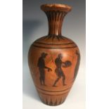 A Grand Tour ovoid Attic vase, painted in the Ancient Greek manner with figures, 31cm high,