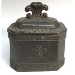 A George III lead canted rectangular tobacco box and cover,