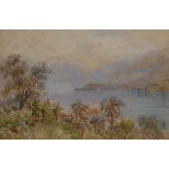 William Sidney Morrish (1844 - 1917) Across the Orchard to Lake Como signed, dated 1884,