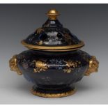 A Mason Ironstone compressed ovoid vase and cover, decorated in gilt with flowers and foliage,