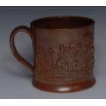 A 19th century Derbyshire brown salt glazed stoneware mug,