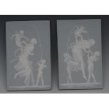 A pair of Mintons rectangular pate-sur-pate plaques, in the manner Louis Marc Emmanuel Solon,