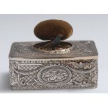 An early 20th century silver-gilt rounded rectangular, singing bird automaton box,