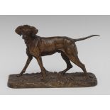 Pierre Jules Mene (1810 - 1879), a dark patinated bronze, of a dog, standing, alert,