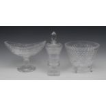 A large Waterford crystal pineapple dish, hobnail cut, undulating rim, knopped stem,