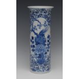 A Chinese blue and white sleeve vase,