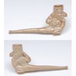 A 19th century brown salt glazed caricature pipe,
