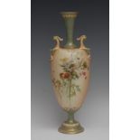 A Royal Worcester two handled pedestal ovoid vase,